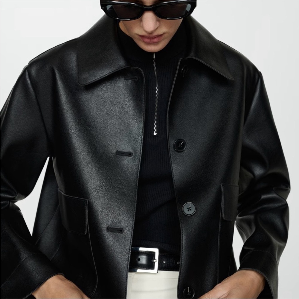 Mango Faux Black Leather Jacket